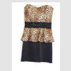 Junior's Dress Size XL NEW Animal Print Strapless Wild Daisy Formal Prom